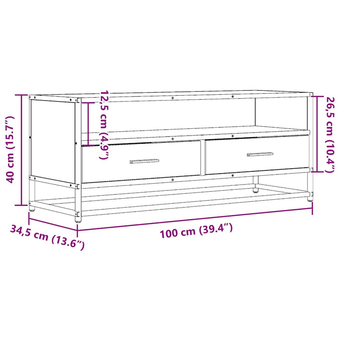 Тумба под телевизор Sonoma Oak 100x34,5x40 см, композитная древесина и металл