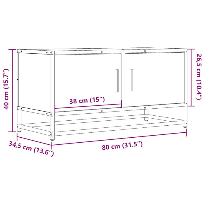 TV Cabinet Sonoma Oak 80x34.5x40 cm Engineered Wood and Metal