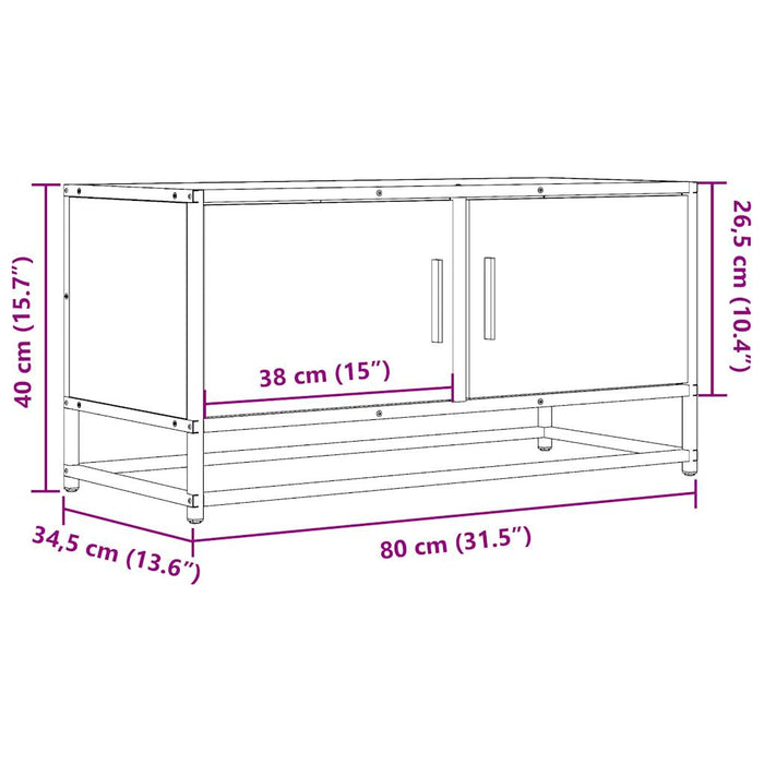 TV Cabinet Grey Sonoma 80x34.5x40 cm Engineered Wood and Metal