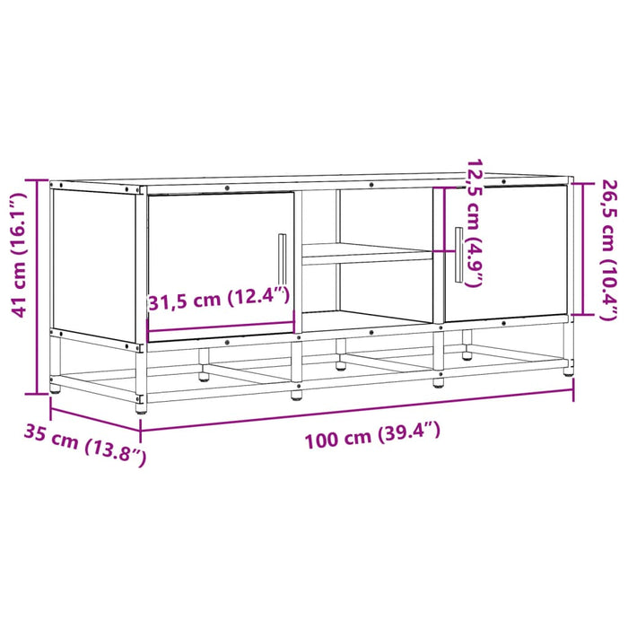 TV Cabinet Black 100x35x41 cm Engineered Wood and Metal