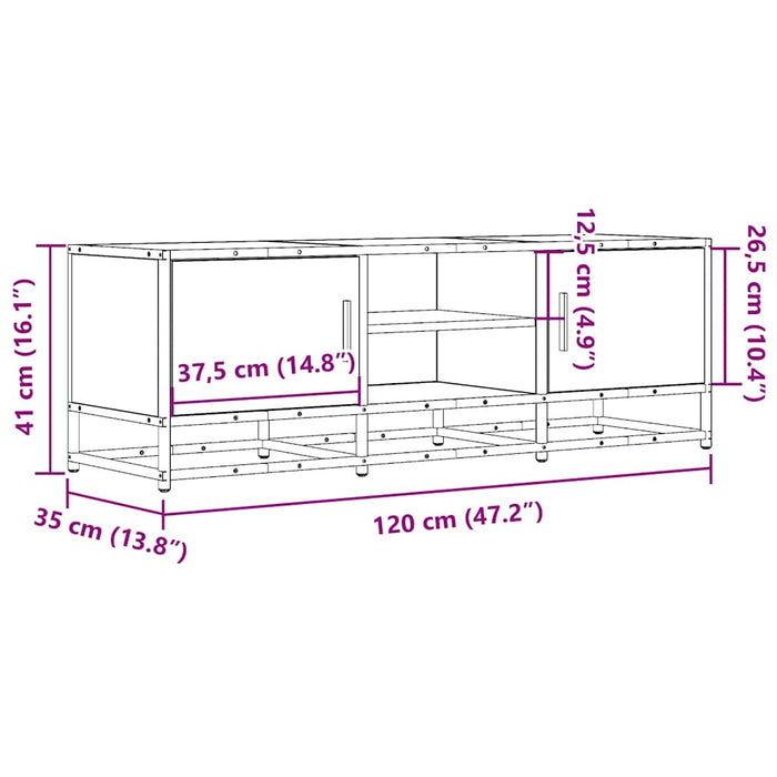 TV Cabinet Black 120x35x41 cm Engineered Wood and Metal