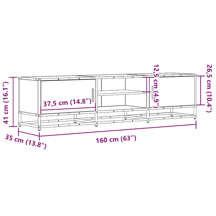 TV Cabinet Black 160x35x41 cm Engineered Wood and Metal