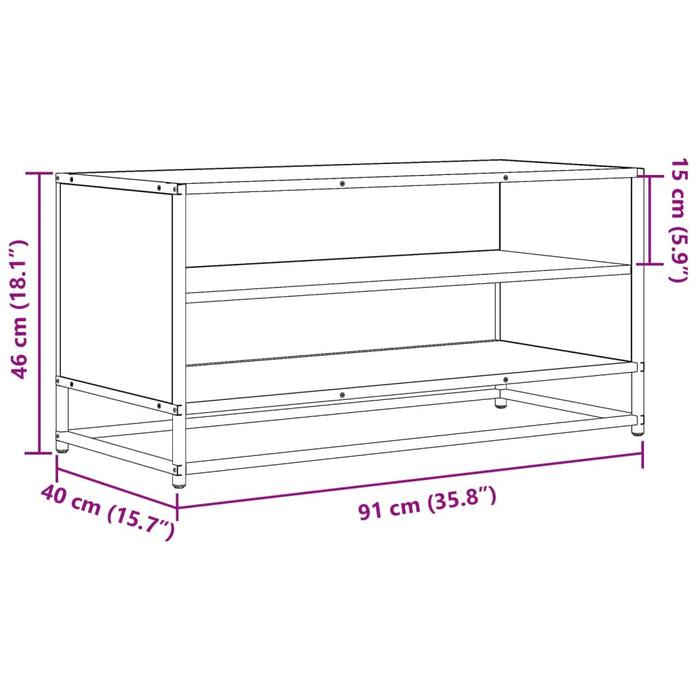 TV Cabinet Sonoma Oak 91x40x46 cm Engineered Wood and Metal