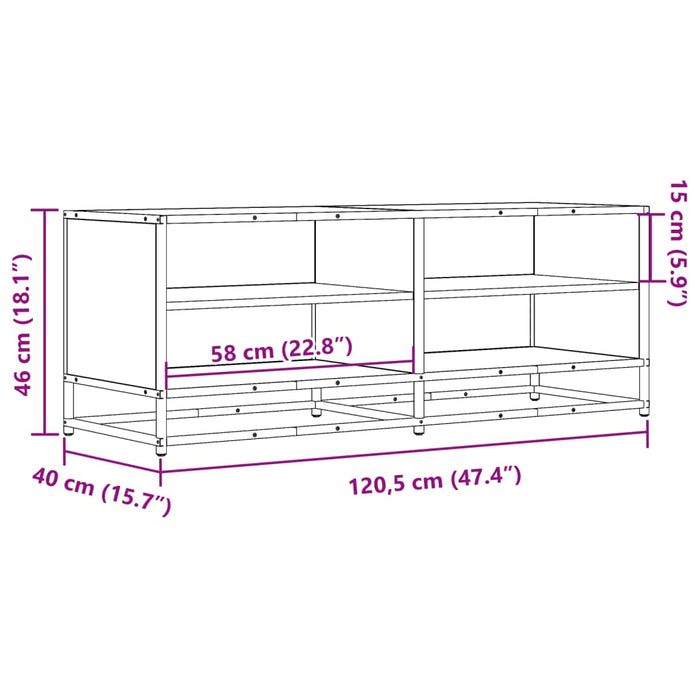 TV Cabinet Black 120.5x40x46 cm Engineered Wood and Metal