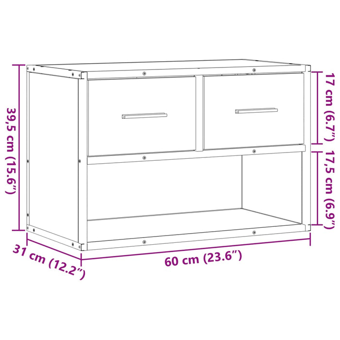 Тумба под телевизор Sonoma Oak 60x31x39,5 см, композитная древесина и металл