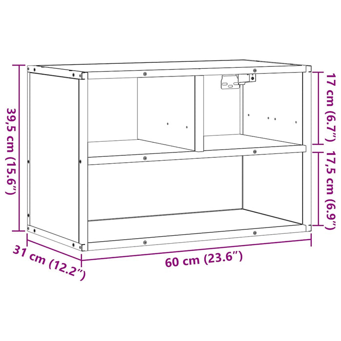 Тумба под телевизор Sonoma Oak 60x31x39,5 см, композитная древесина и металл