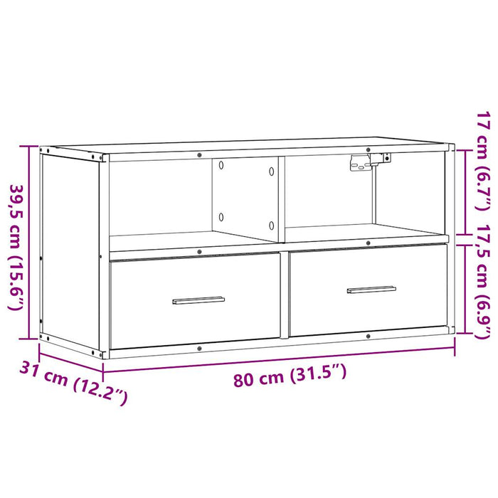 TV Cabinet Black 80x31x39.5 cm Engineered Wood and Metal