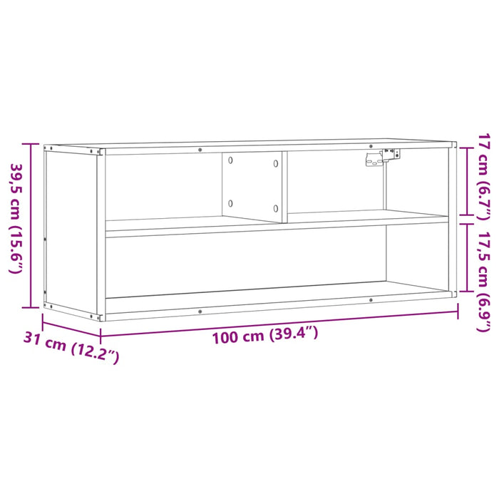 Тумба под телевизор Sonoma Oak 100x31x39,5 см, композитная древесина и металл