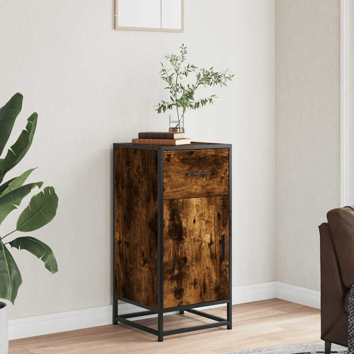 Sideboard Smoked Oak 35.5x35x76 cm Engineered Wood and Metal