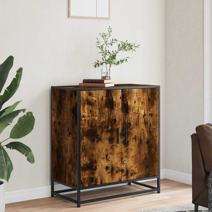 Sideboard Smoked Oak 68x35x76 cm Engineered Wood and Metal