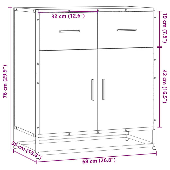 Буфет Sonoma Oak 68x35x76 см, композитная древесина и металл