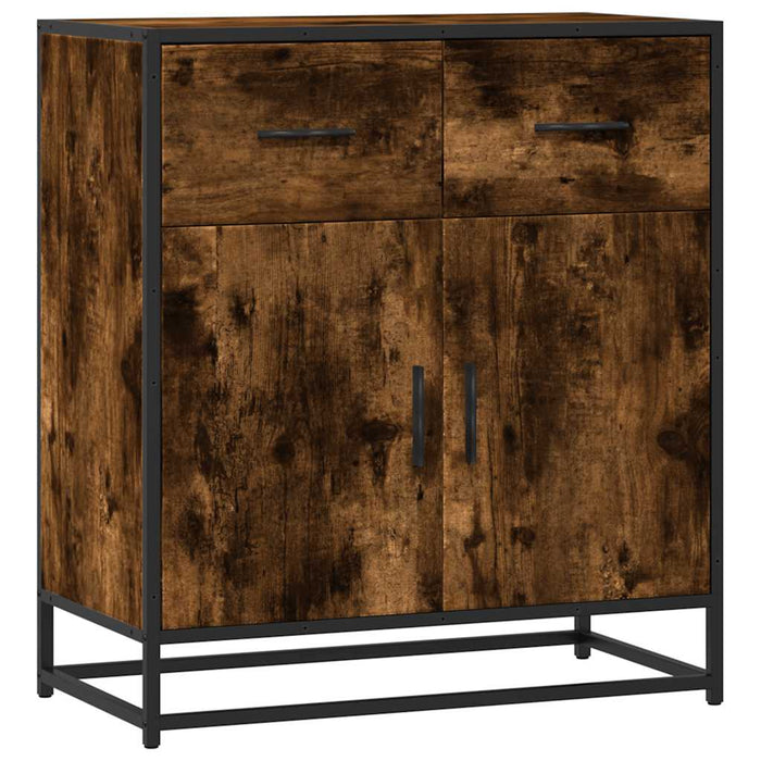 Sideboard Smoked Oak 68x35x76 cm Engineered Wood and Metal