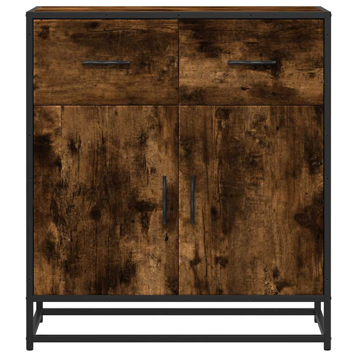 Sideboard Smoked Oak 68x35x76 cm Engineered Wood and Metal