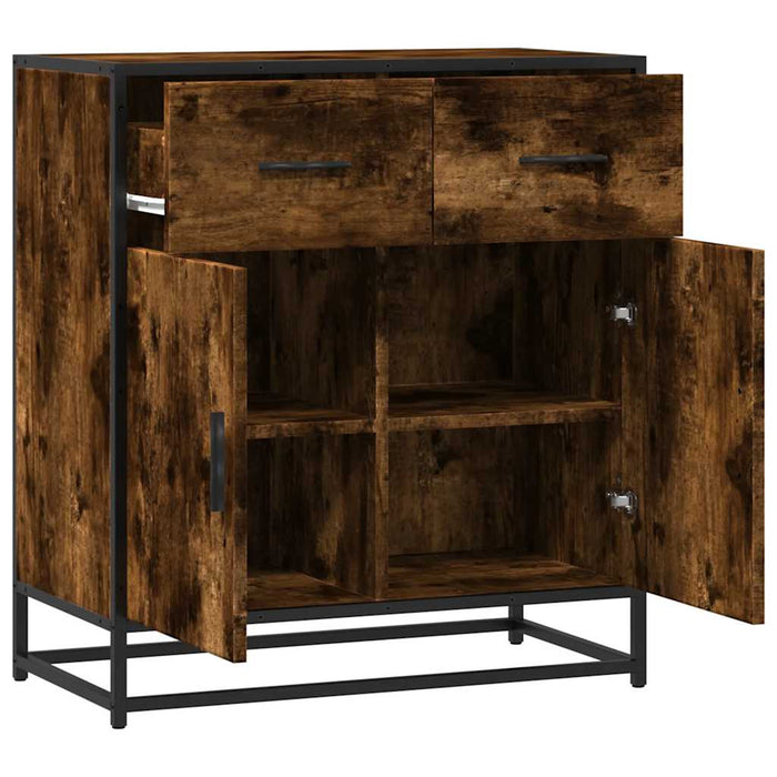 Sideboard Smoked Oak 68x35x76 cm Engineered Wood and Metal