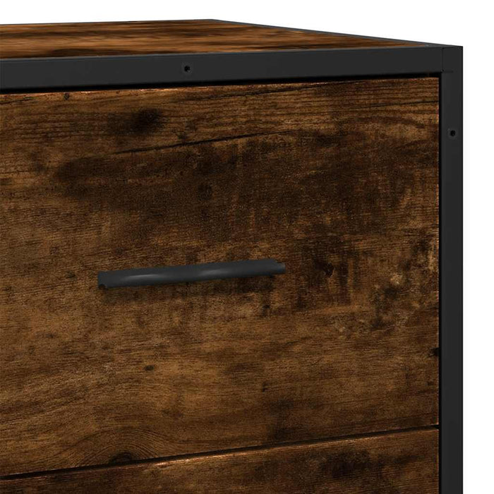 Sideboard Smoked Oak 68x35x76 cm Engineered Wood and Metal