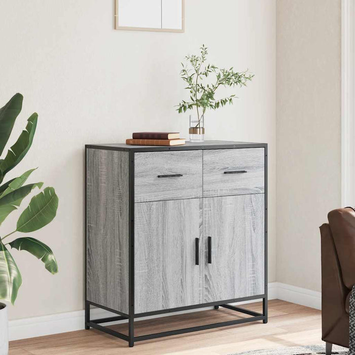 Sideboard Grey Sonoma 68x35x76 cm Engineered Wood and Metal