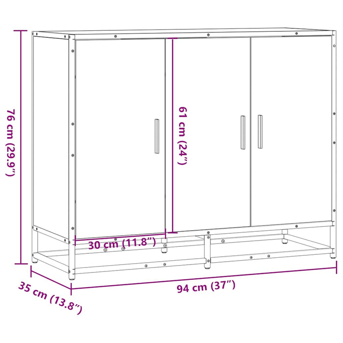 Буфет черный 94x35x76 см, инженерная древесина