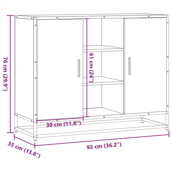 Буфет черный 92x35x76 см, инженерная древесина