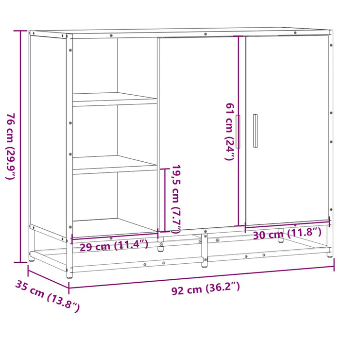 Буфет черный 92x35x76 см, инженерная древесина