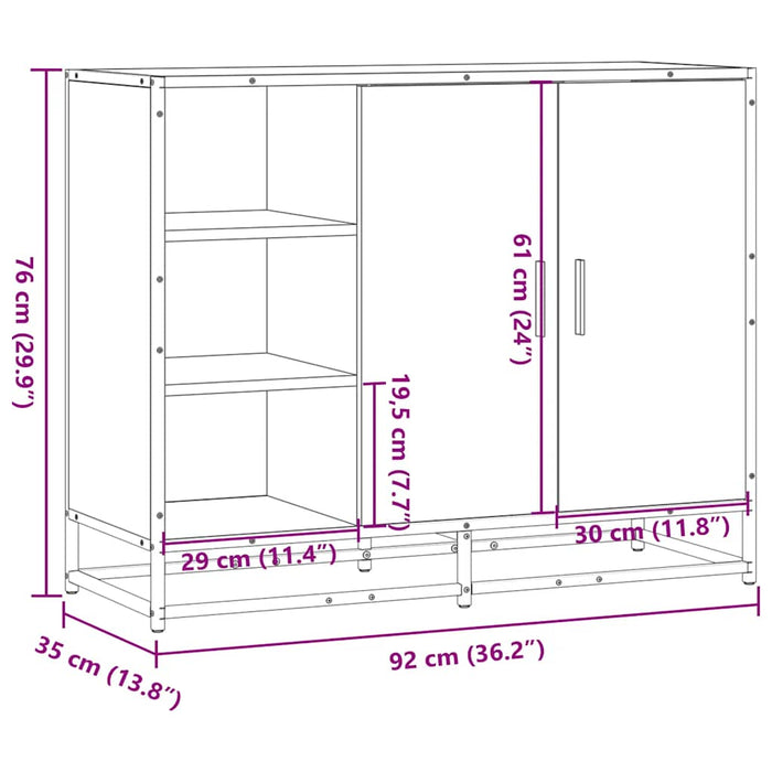 Бюфет кафяв дъб 92x35x76 см инженерно дърво