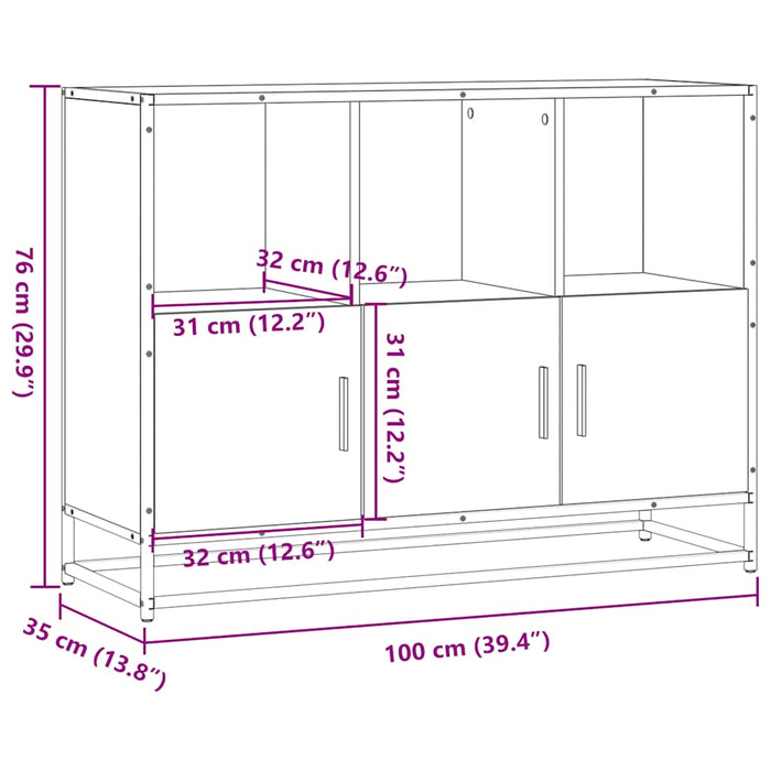 Бюфет опушен дъб 100x35x76 см инженерно дърво