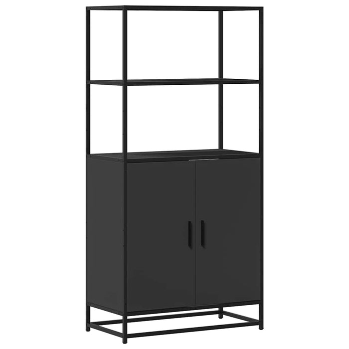 Highboard Черен 68x35x139 cm Проектирано дърво и метал