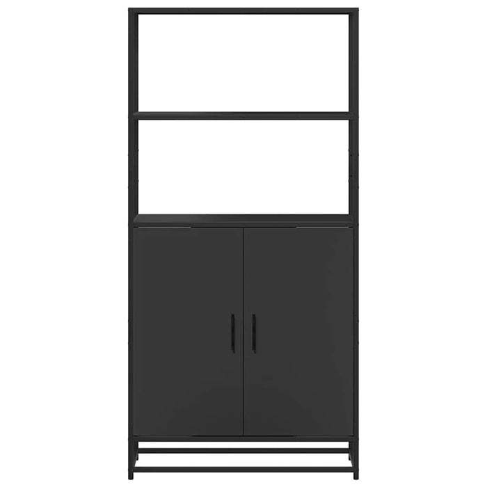 Highboard Черен 68x35x139 cm Проектирано дърво и метал