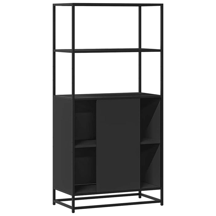 Highboard Черен 68x35x139 cm Проектирано дърво и метал