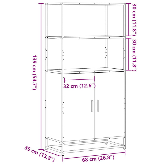 Highboard Черен 68x35x139 cm Проектирано дърво и метал