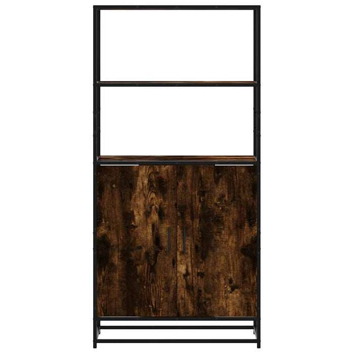 Highboard Smoked Oak 68x35x139 cm Engineered Wood and Metal