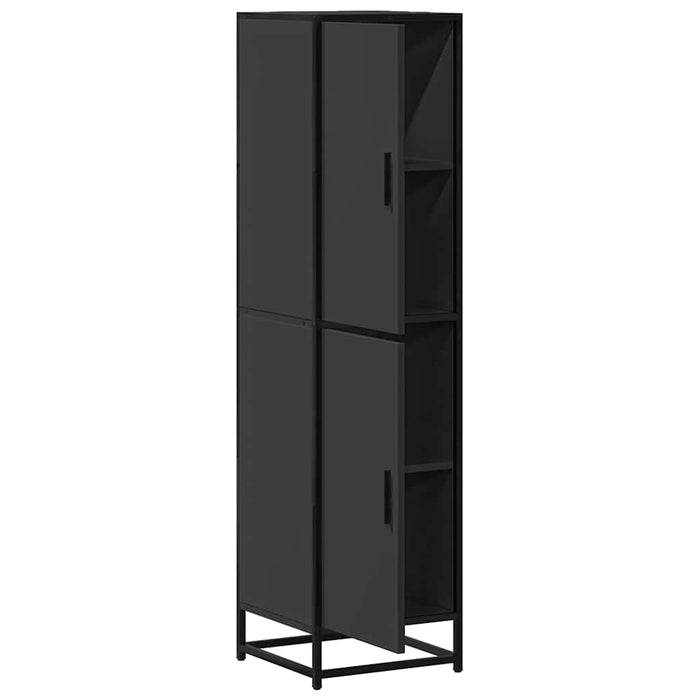 Highboard Черен 35,5x35x139 cm Проектирано дърво и метал