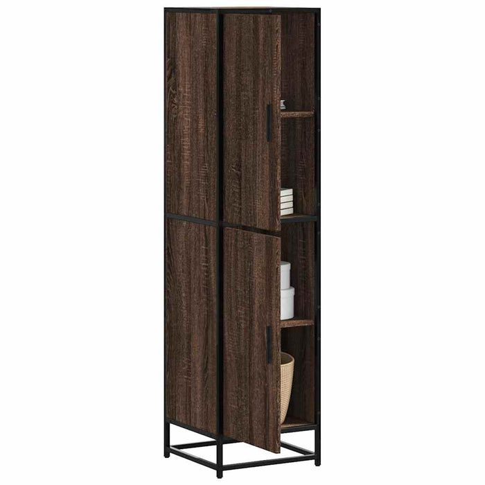 Highboard Brown Oak 35.5x35x139 cm Engineered Wood and Metal