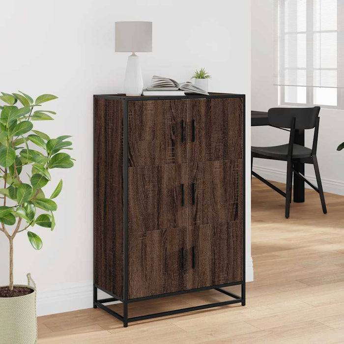 Highboard Brown Oak 68x35x106.5 cm Engineered Wood and Metal