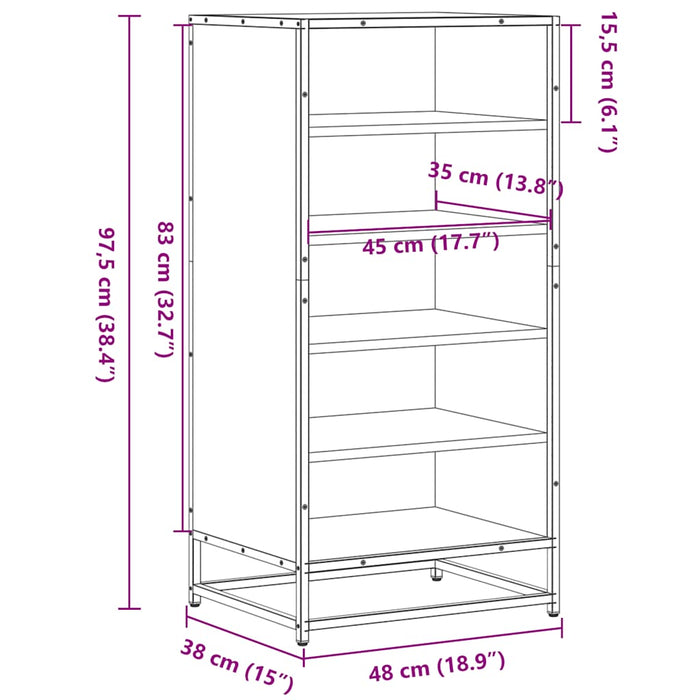 Поставка за обувки кафяв дъб 48x38x97,5 см инженерно дърво