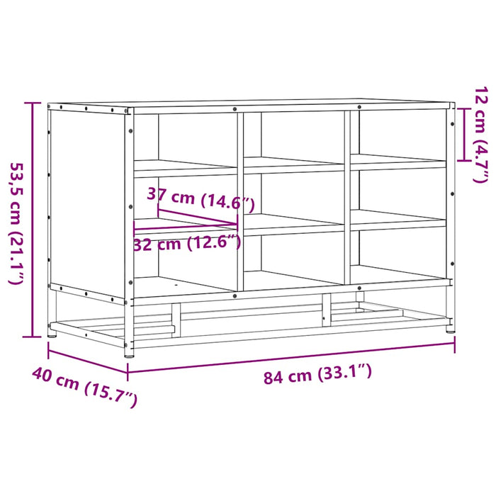 Пейка за обувки Кафяв дъб 84x40x53,5 cm Проектирано дърво и метал