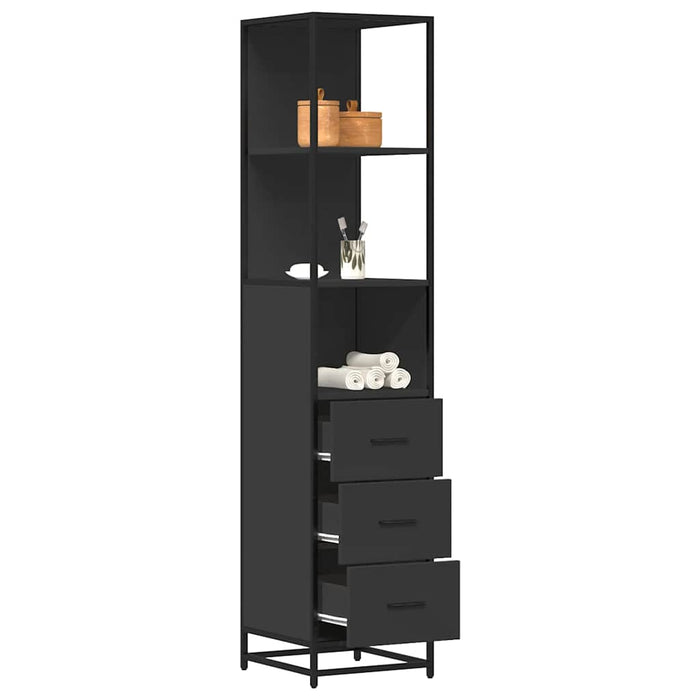 Bathroom Cabinet Black 35x37.5x166 cm Engineered Wood