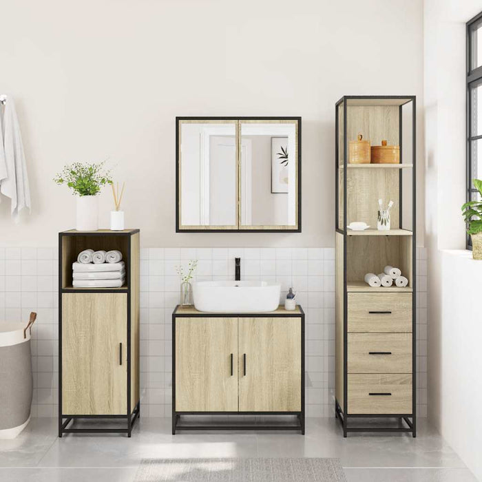 Bathroom Cabinet Sonoma Oak 35x37.5x166 cm Engineered Wood