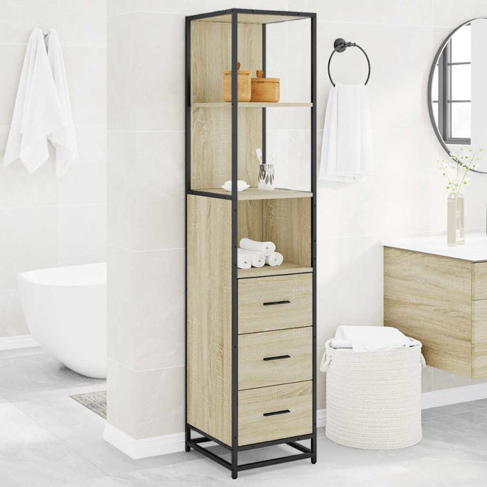 Bathroom Cabinet Sonoma Oak 35x37.5x166 cm Engineered Wood