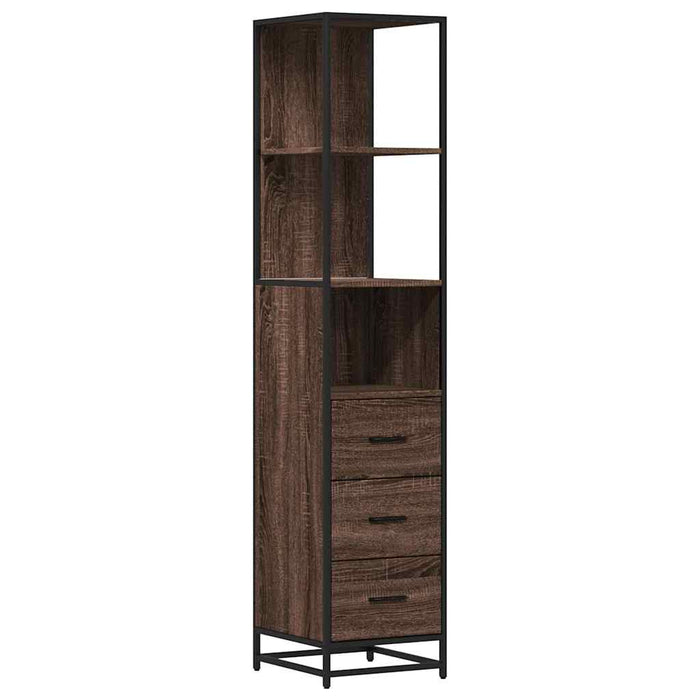 Bathroom Cabinet Brown Oak 35x37.5x166 cm Engineered Wood