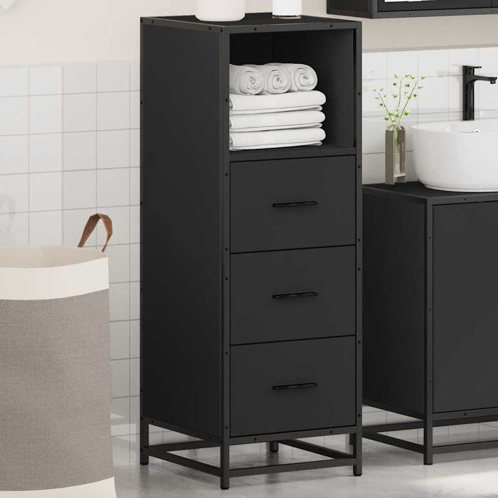 Bathroom Cabinet Black 35x37.5x100 cm Engineered Wood