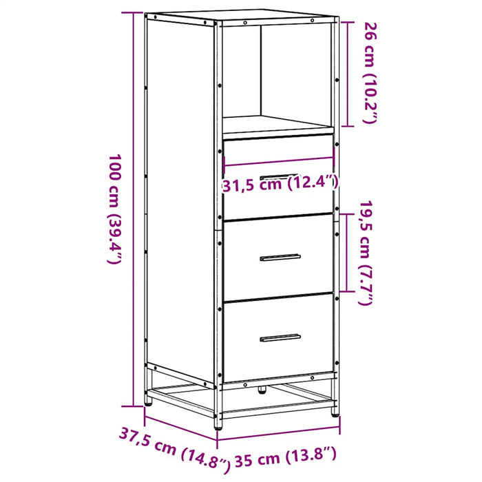 Bathroom Cabinet Black 35x37.5x100 cm Engineered Wood