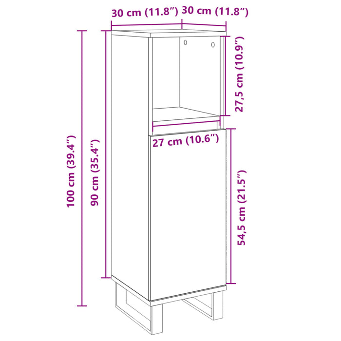 Bathroom Cabinet Sonoma Oak 30x30x100 cm Engineered Wood