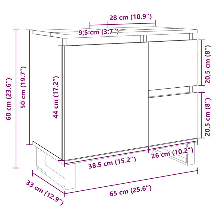 Шкафчик для ванной комнаты Sonoma Oak 65x33x60 см Инженерное дерево