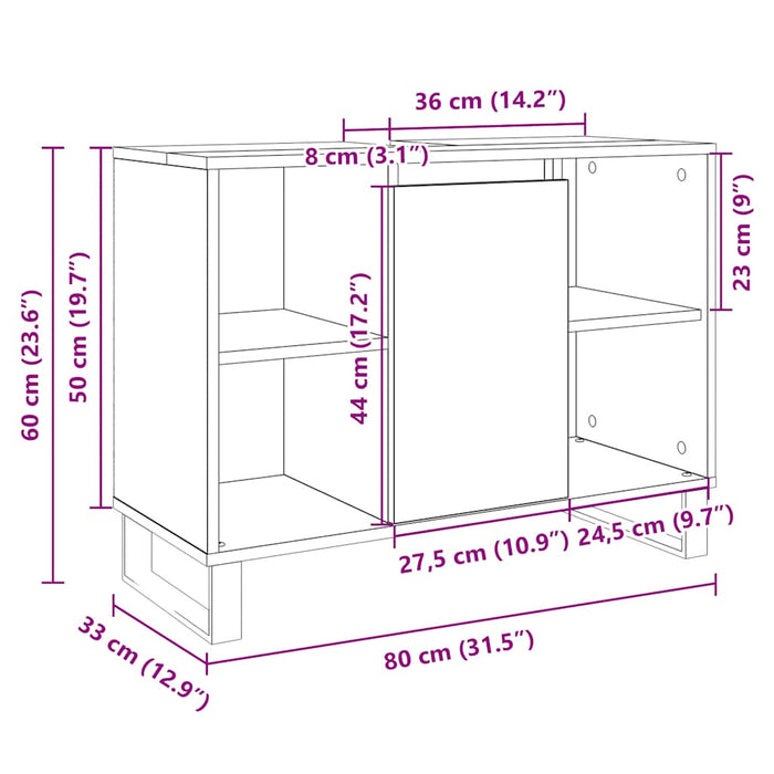 Bathroom Cabinet Sonoma Oak 80x33x60 cm Engineered Wood