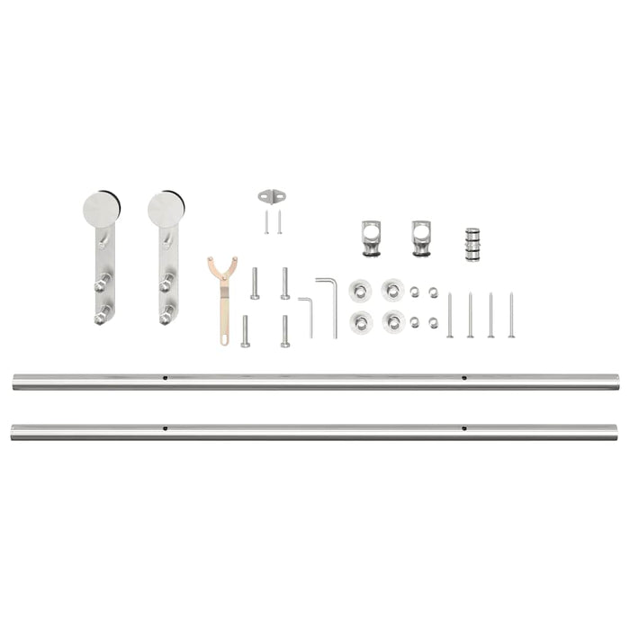 Sliding Door Hardware Kit 200 cm Stainless Steel Silver