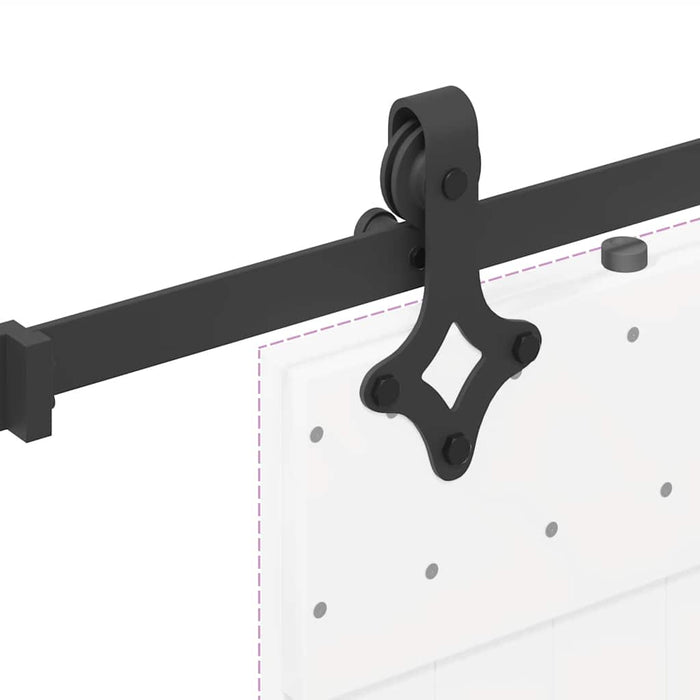 Sliding Door Hardware Kit 152.5 cm Steel Black