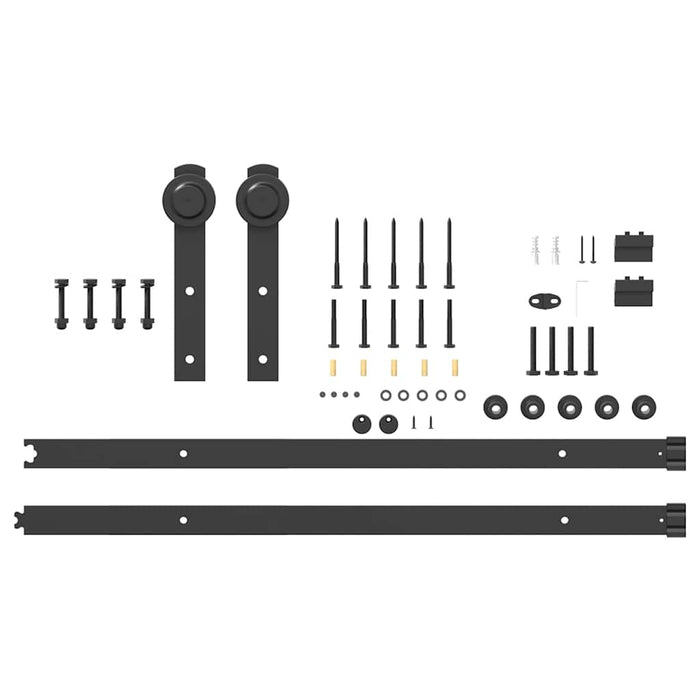 Sliding Door Hardware Kit 183 cm Steel Black