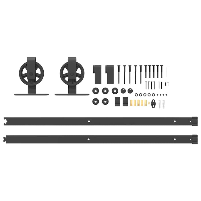 Sliding Door Hardware Kit 183 cm Steel Black