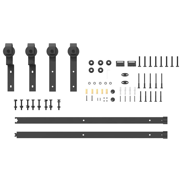 Sliding Door Hardware Kit 183 cm Steel Black