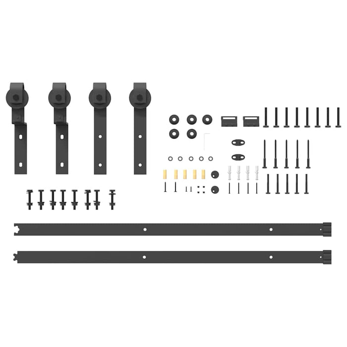 Sliding Door Hardware Kit 200 cm Steel Black